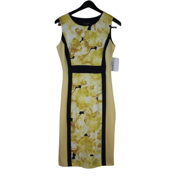Enfocus Studio Dresses & Skirts - Enfocus Studio Yellow Navy Blue Floral Sheath Dress Spring Womens Size 4 NWT NEW